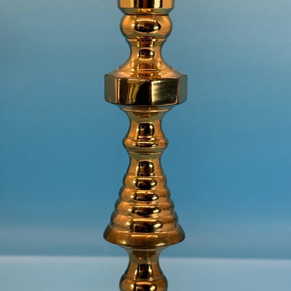 VTG Brass TaperBeehive Candle Holder Medium‎ Victorian Regency Dark Academia Art